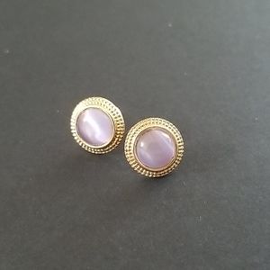 Purple and gold post earrings